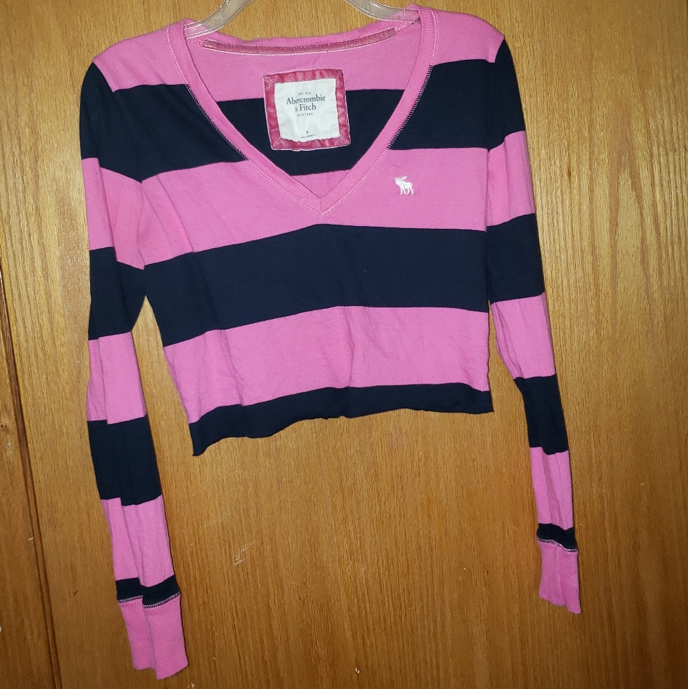 Stripped Long sleeve Crop Top